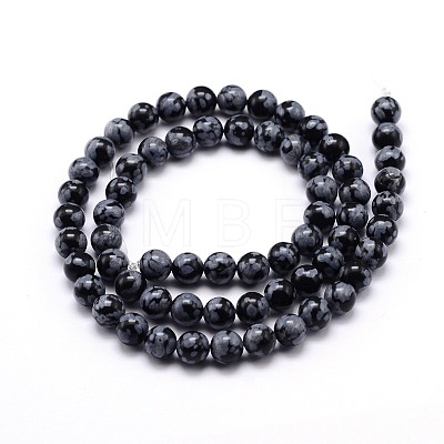 Natural Snowflake Obsidian Round Bead Strands G-J303-09-12mm-1