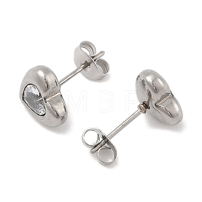 Ion Plating(IP) 304 Stainless Steel Heart Stud Earrings EJEW-C099-13PG-02-1