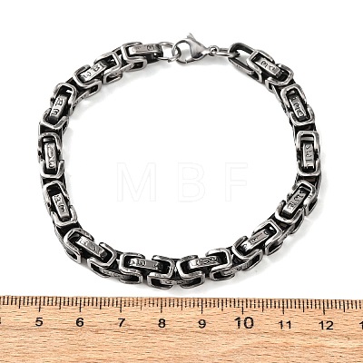 201 Stainless Steel Byzantine Chains Bracelets for Women Men BJEW-F529-02AS-1