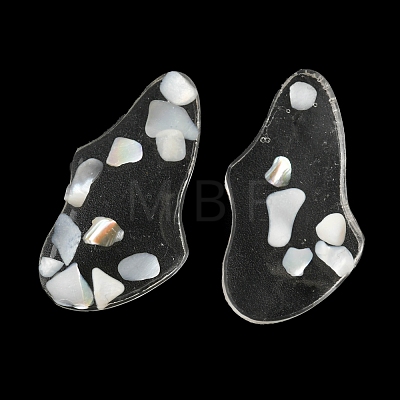 Resin with Shell Twist Teardrop Stud Earrings with Titanium Pins EJEW-D056-16P-1