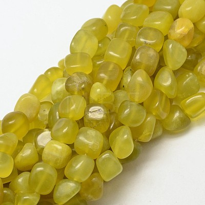 Natural Korea Olive Jade Nuggets Beads Strands G-P092-02-1