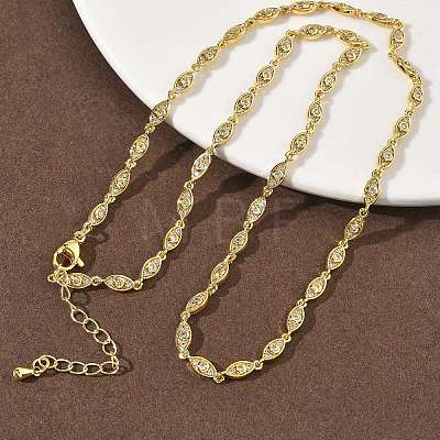 Brass Micro Pave Clear Cubic Zirconia Eye Link Chain Necklaces NJEW-G183-07G-1