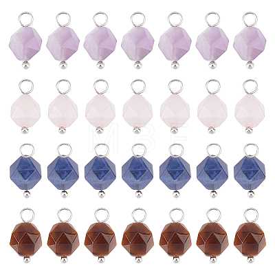 40Pcs 4 Styles Faceted Natural Mixed Stone Charms FIND-DC0001-36-1