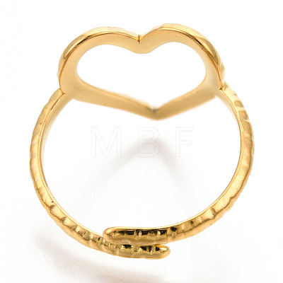 Ion Plating(IP) 304 Stainless Steel Heart Cuff Ring RJEW-N038-123LG-1