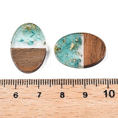 Transparent Resin and Walnut Wood Pendants RESI-T057-04I-1