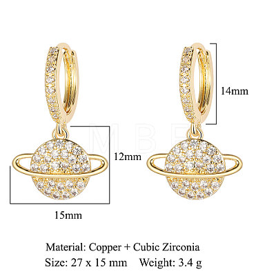 Brass Micro Pave Clear Cubic Zirconia Hoop Earrings EJEW-OY001-10G-1