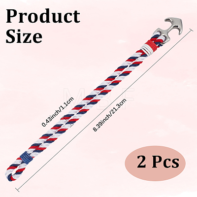 2Pcs Stainless Steel Anchor Link Bracelet BJEW-CN0001-26-1