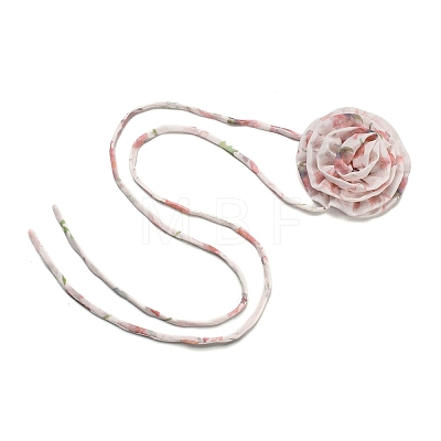 Flower Pattern Fabric Rose Tie Choker Necklaces for Women LS-NJEW-Z022-01F-1