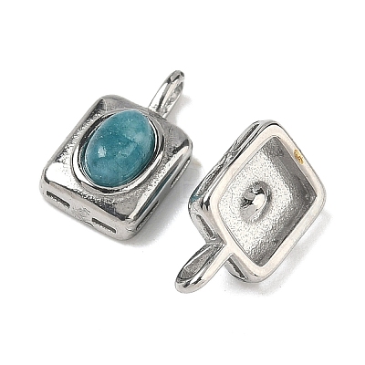 Dyed Natural White Jade Rectangle with Oval Charms STAS-L022-516P-05-1
