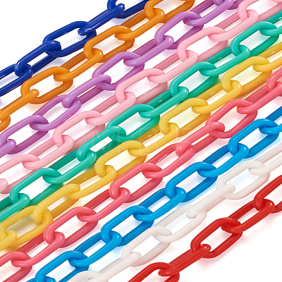Yilisi 40 Strands 10 Colors Handmade Opaque Acrylic Paperclip Chains KY-YS0001-04-1