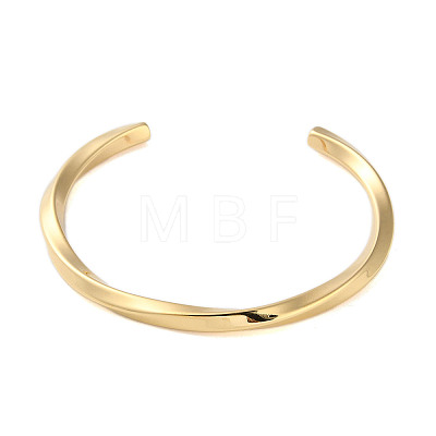 Titanium Steel Twist Open Cuff Bangles for Women BJEW-L689-02G-1