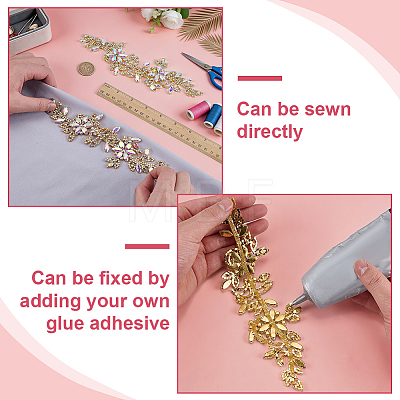 Brass Rhinestone Cloth Patches PATC-WH0031-003G-01-1