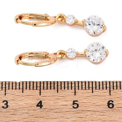 Brass Micro Pave Clear Cubic Zirconia Leverback Earrings EJEW-K300-17G-1