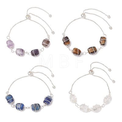 Natural Mixed Gemstone Beaded Sider Bracelets for Women BJEW-JB11306-01-1