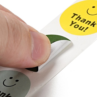 Round Dot Paper Thank You Stickers Roll X-DIY-D078-12-1