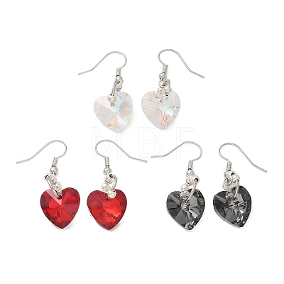 Heart Glass Dangle Earrings EJEW-JE01737-1