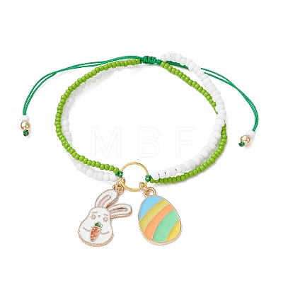 Easter Glass Seed Beads Braided Bead Bracelets BJEW-MZ00150-05-1