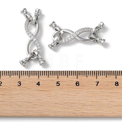 Rack Plating Brass Pave Clear Cubic Zirconia Fold Over Clasps KK-M264-15P-1