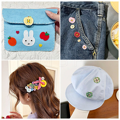 100Pcs 3 Styles 4-Hole Apple Plastic Buttons BUTT-TA0001-54-1