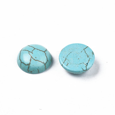 Craft Findings Dyed Synthetic Turquoise Gemstone Flat Back Dome Cabochons TURQ-S266-14mm-01-1