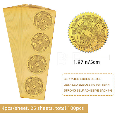 Self Adhesive Gold Foil Embossed Stickers DIY-WH0211-343-1