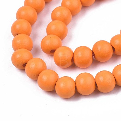 Painted Natural Wood Beads Strands WOOD-S053-54I-1