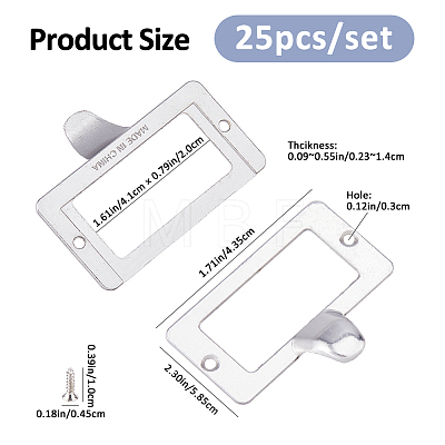 25Pcs Rectangle Zinc Alloy Label Frame Card Holder AJEW-FH0008-75B-1