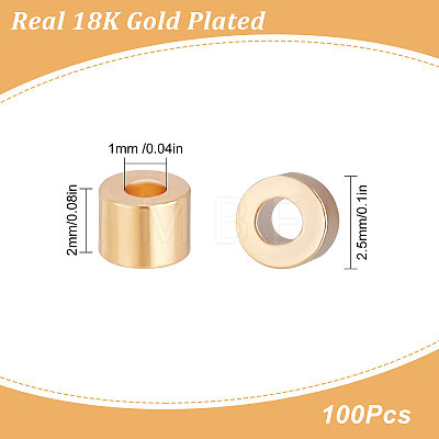 100Pcs Brass Spacer Beads KK-BBC0003-07-1