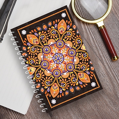 DIY Mandala Theme Spiral Notebook Diamond Painting Kits DIAM-PW0004-109-1