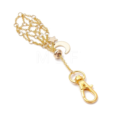 Moon Alloy Swivel Lobster Claw Clasps & Brass Cable Chains AJEW-JB01336-03-1