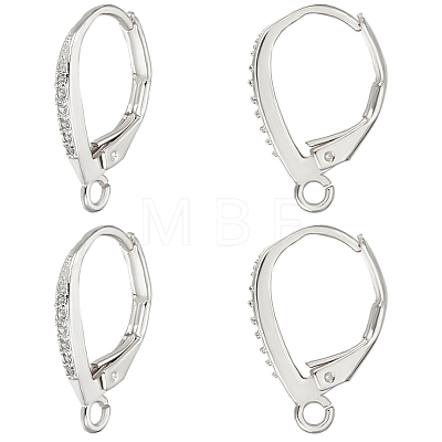 4Pairs Brass Micro Pave Clear Cubic Zirconia Leverback Earring Findings KK-BBC0021-97P-1