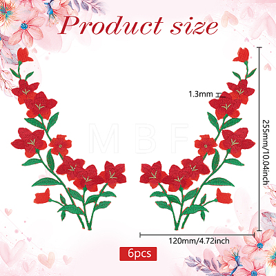 Flower Polyester Embroidery Iron on Applique Patch PATC-WH0005-48A-1