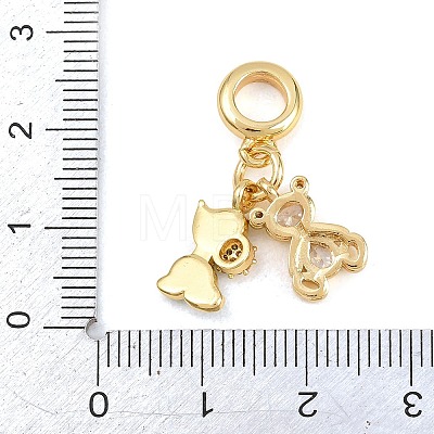 Brass Pave Clear Cubic Zirconia Animal European Dangle Charms KK-H273-53G-03-1