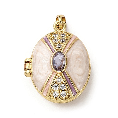 Brass Micro Pave Cubic Zirconia Locket Pendants LS-KK-F912-02G-1