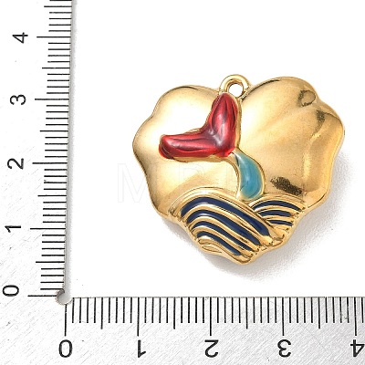 Hollow 304 Stainless Steel Two Sides Enamel Pendants STAS-L316-17G-02-1