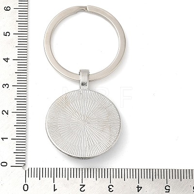 Half Round/Dome Alloy & Glass Pendant Keychain KEYC-D020-01P-03-1