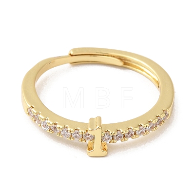 Rack Plating Brass Clear Cubic Zirconia Number 1 Adjustable Rings for Women RJEW-S407-09G-01-1