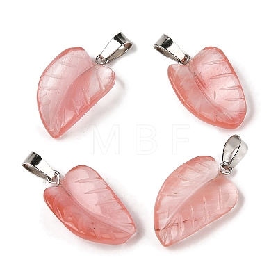 Cherry Quartz Glass Pendants G-B127-01P-07-1