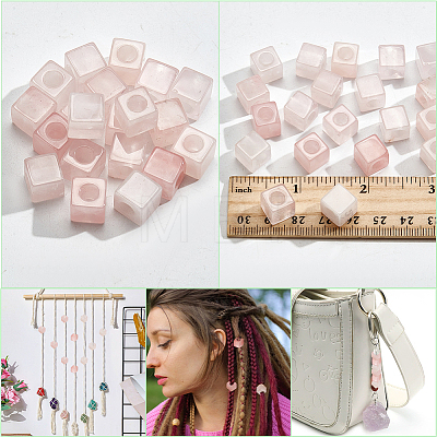 20Pcs Natural Rose Quartz Gemstone European Beads G-NB0005-89D-1
