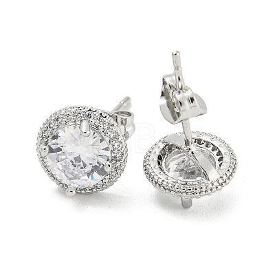 Brass Micro Pave Cubic Zirconia Ear Studs EJEW-P261-17P-1