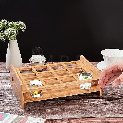 12-Hole Bamboo Glass Holder Display Racks ODIS-WH0025-82-1