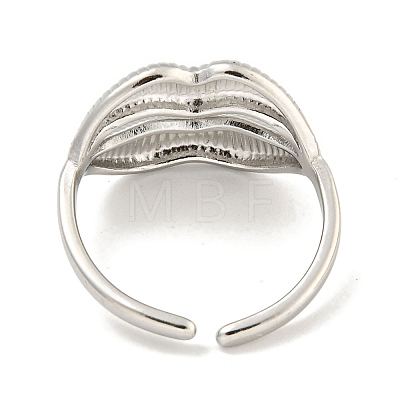 Non-Tarnish 304 Stainless Steel Lip Open Cuff Ring for Women RJEW-A043-20P-1