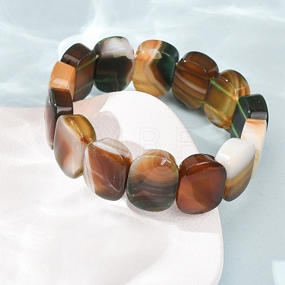 Oval Natural Banded Agate(Dyed & Heated) Beaded Stretch Bracelets for Women Men GG-CBA9ACE-A12-1