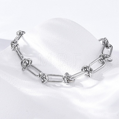 304 Stainless Steel Paperclip Chain Bracelets for Women BJEW-P347-03P-1