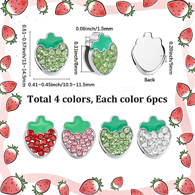 24Pcs 4 Styles Zinc Alloy Rhinestone Slide Charms ALRI-SC0001-66-1