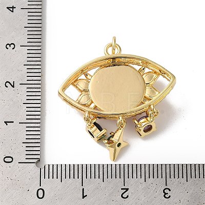 Evil Eye Rack Plating Brass Cubic Zirconia Pendants KK-G504-20G-01-1