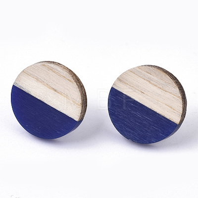 Resin & Wood Stud Earrings EJEW-N017-003A-C01-1