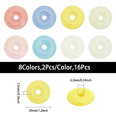 16Pcs 8 Colors Synthetic Luminous Stone Pendants G-CA0001-75-1