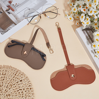 2Pcs 2 Colors Rectangle PU Leather Eyeglass Case AJEW-CN0006-95B-1