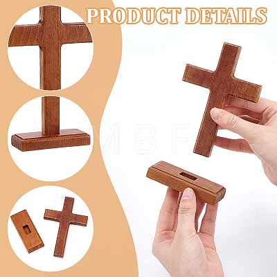 Easter Wood Cross Figurines Ornaments DJEW-WH0063-67A-1